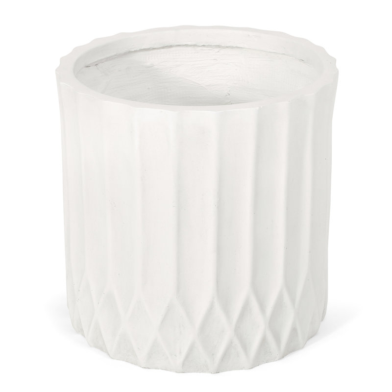 Planter - Lightweight Concrete, Classic Style, 16.5" W X D 16" H, Transforms Porch Pleated 16.5In 16In, Backyard