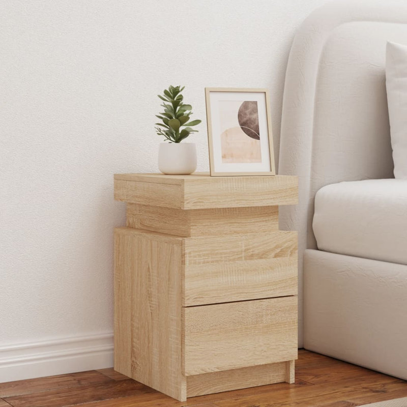 Oakhur 35cm W Manufactured Wood Bedside Table, Sonoma Oak