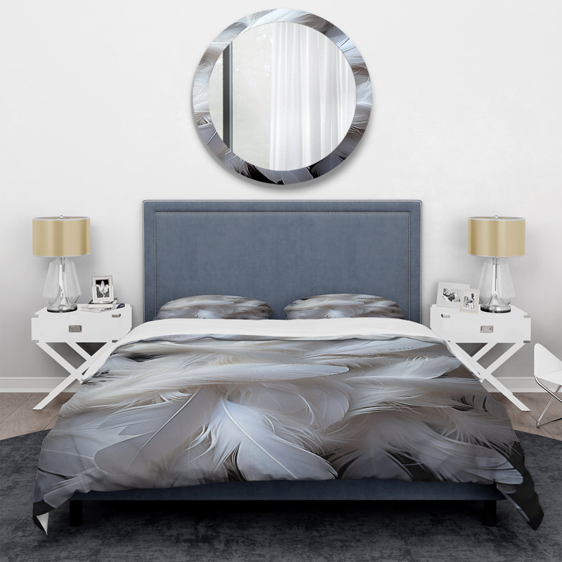 Light As A Feather I - Ensemble de housse de couette en plumes, Housse de couette pour grand lit et 2 taies décor