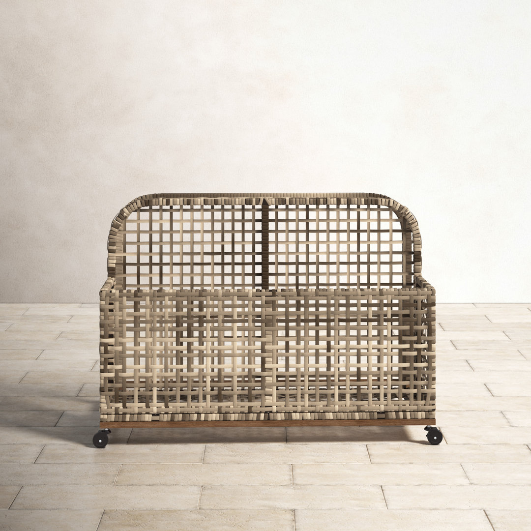 Birch Lane™ Broughton 43.5'' W 30 Gallons Water Resistant Metal Towel Valet with Wheels in Distressed Gray/Brown Birch Lane™