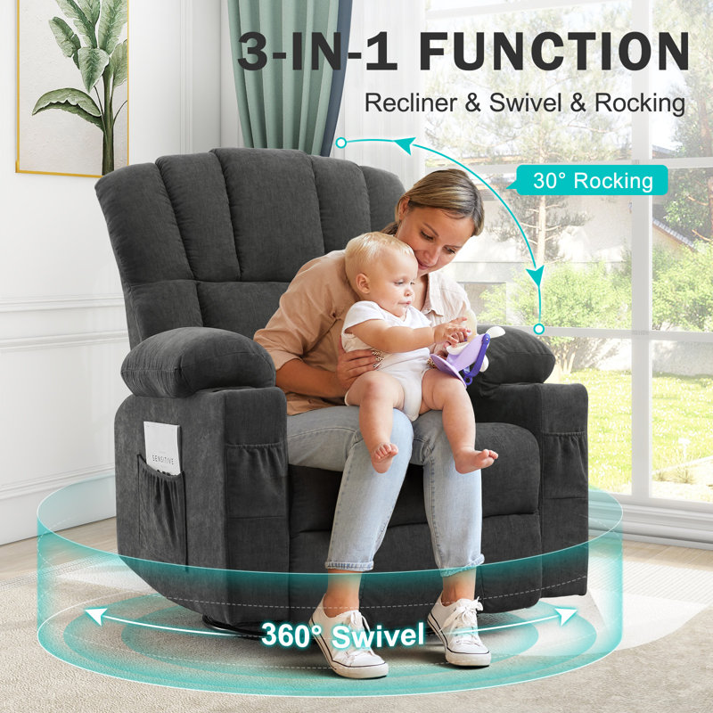 Fauteuil inclinable pivotant Fedlin, Gris chenille