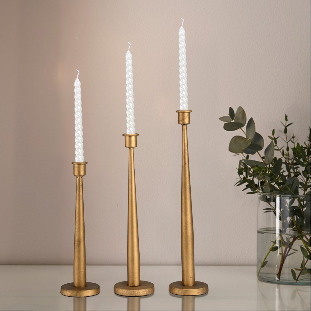 Vintage Candle Holders - Retro Black Bronze Metal Candlesticks For