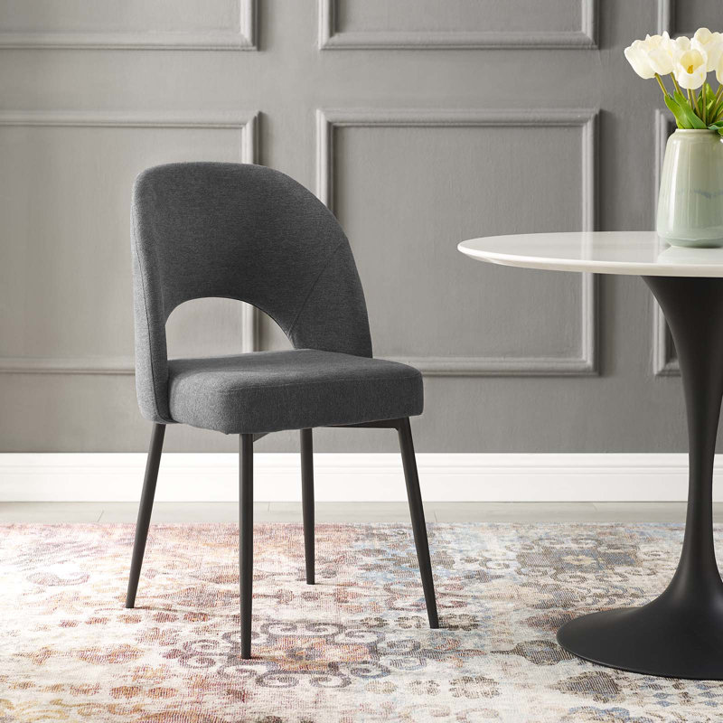 Modway Rouse Upholstered Fabric Dining Side Chair, Charcoal, 1
