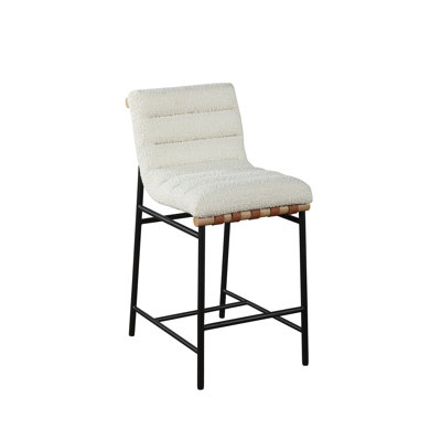 Lahni 17.75" White Boucle Fabric Counter Height Chair