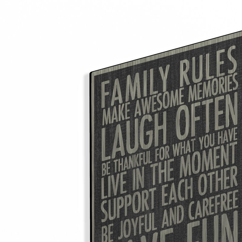  «Family Rules» par Erin Clark, art mural en métal, 16 po x 48 po, H 36 po x l 12 po