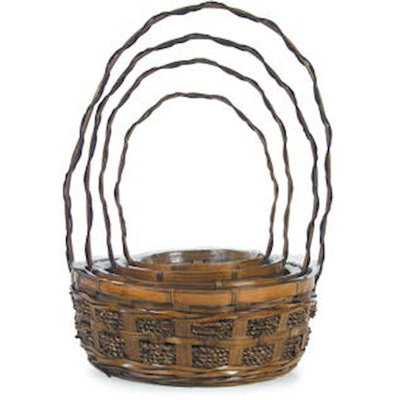 Ensemble 4 pièces de panier à en rotin