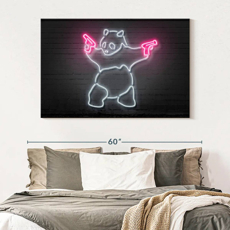 Brampt Panda Pink Guns, 34" H x 51" W