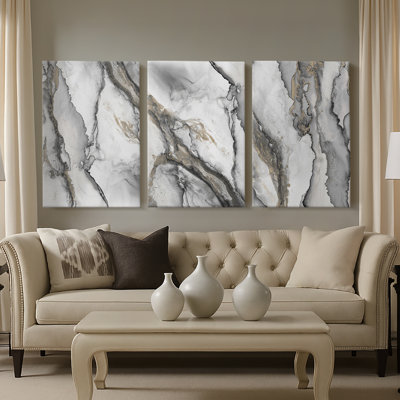 «Abstract Ink Fantasy I», toile tendue sur mesure - 3 pièces