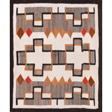 Antique Flat Weave Tribal Navajo Geometric Native American Rug