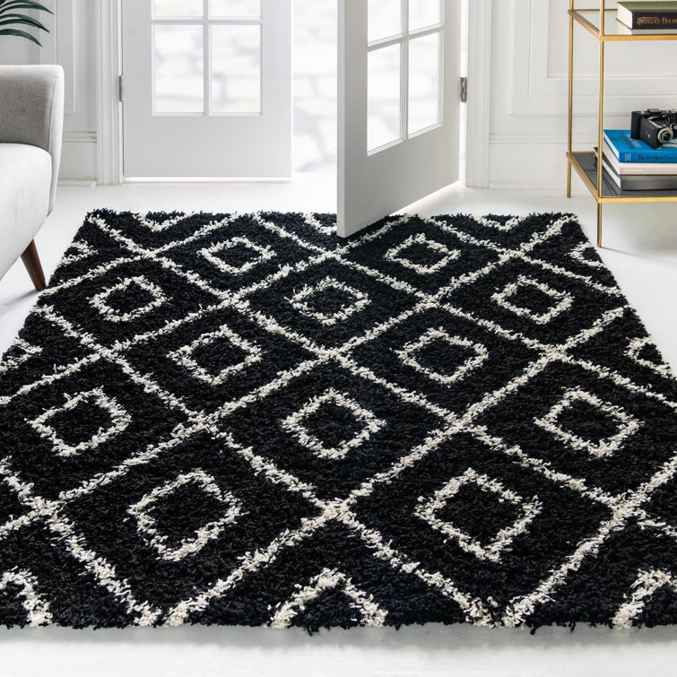 Tapis à poils longs noir et blanc Foundry Select