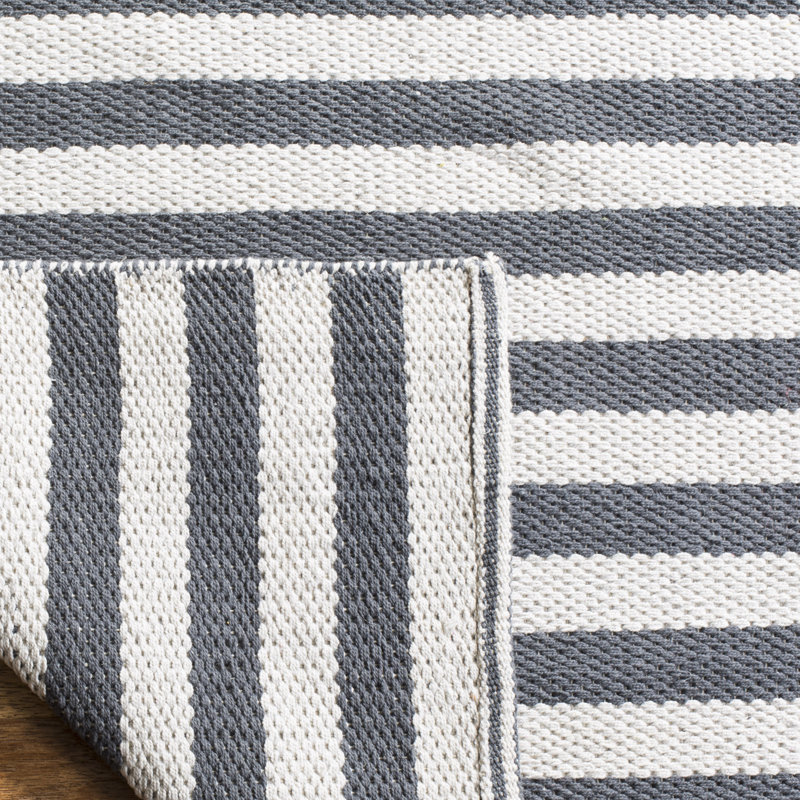 Dunkin Striped Cotton Hand Woven Area Rug, Rectangle 152 x 213cm