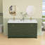 Comptoir de meuble-lavabo rectangulaire en pierre solide blanc l 60 po x P 22 po avec comptoir pré-percé et dosseret en H 1,38 po