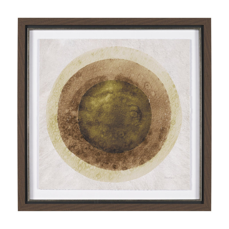 «Soft Eclipse» (ensemble de 2) par Studio, reproduction d'art encadrée à la main mat sous verre, Éclipse verte, 1, Brun