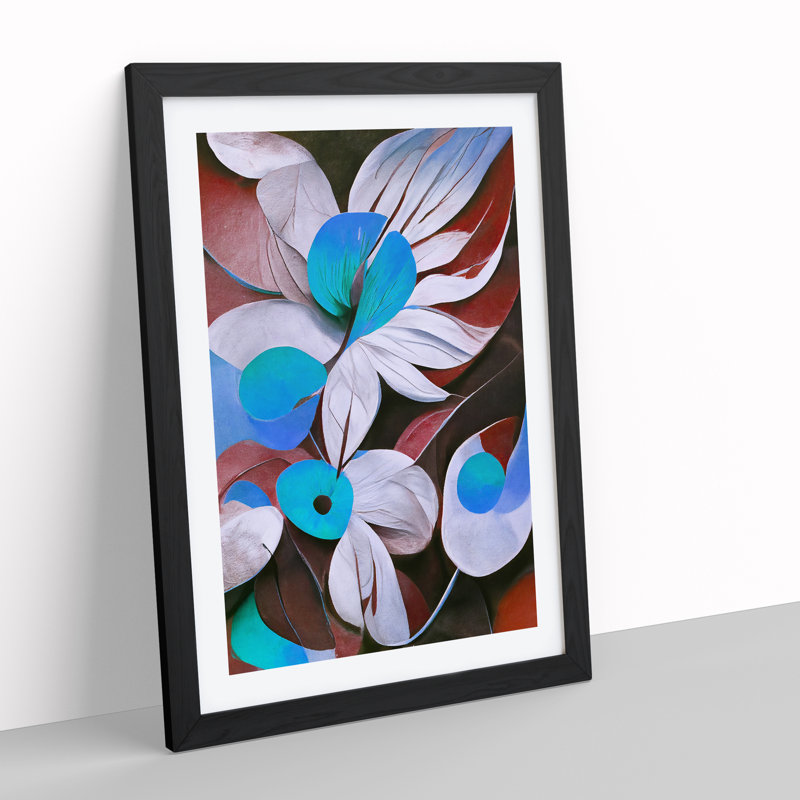 XV1022-2755X Modern Abstract Flowers No.3 - Single Picture Frame Painting, 64cm H x 46cm W x 2cm D, Black
