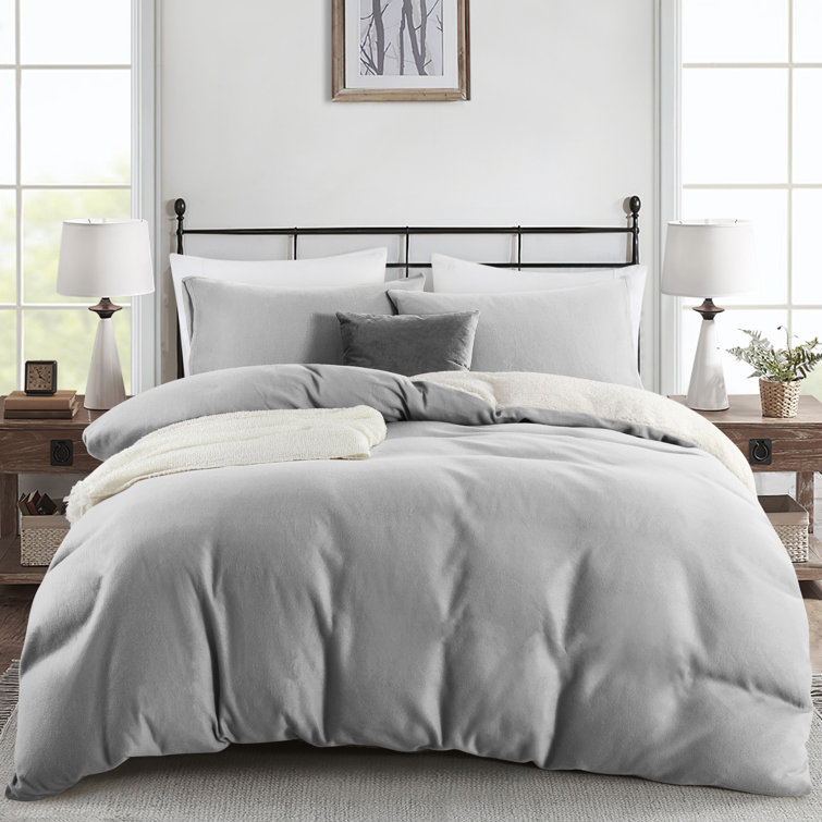 Ebern Designs Avonta Teddy Fleece Sherpa Duvet Cover Set & Reviews ...