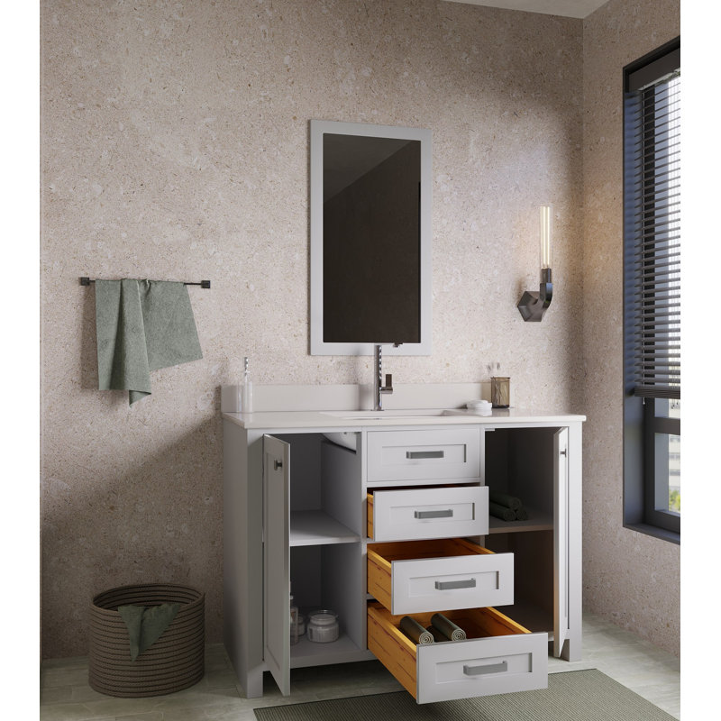 Ensemble de meuble-lavabo simple 47,2 po avec miroir Chilyn, gris