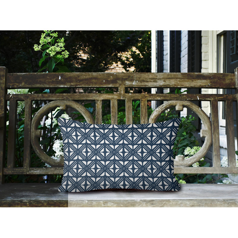 Housse de coussin d'extérieur carré et insert, Bleu marine, 14 po x 20 po, Rectangle