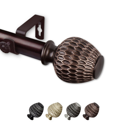 Steel Rod/Resin Finial Adjustable Single Curtain Rod