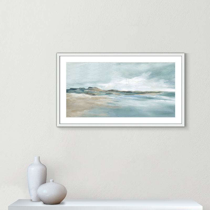 Imprimé Sandpoint par Carol Robinson, Blanc, Reproduction encadrée avec passe-partout, H 20,5 po x l 35,5 po x P 1,25 po