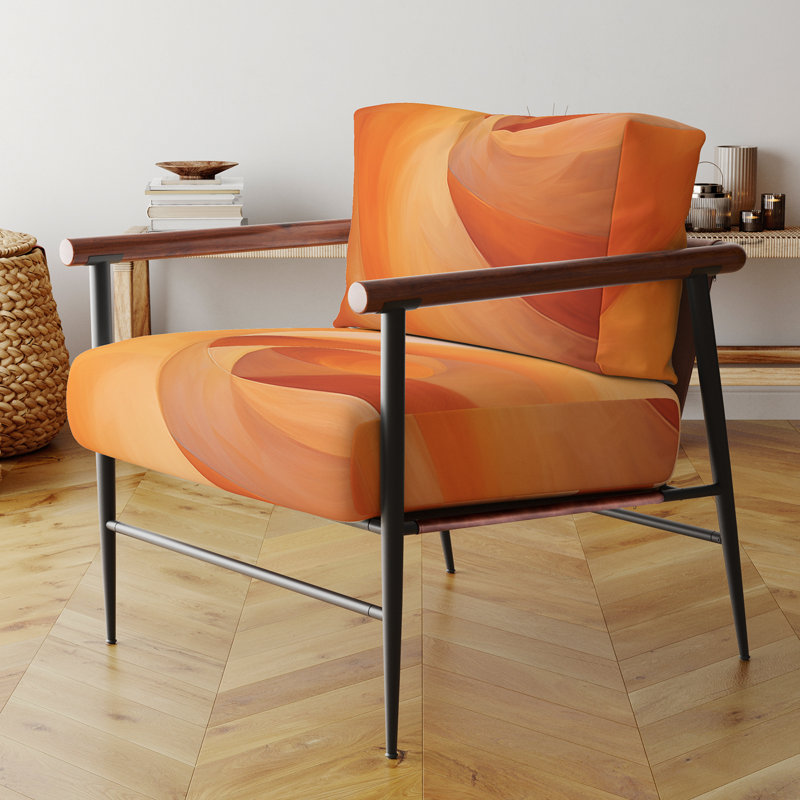 Tangerine Twist Spriral - Fauteuil rembourré moderne, chaise d'appoint pêche, Doré