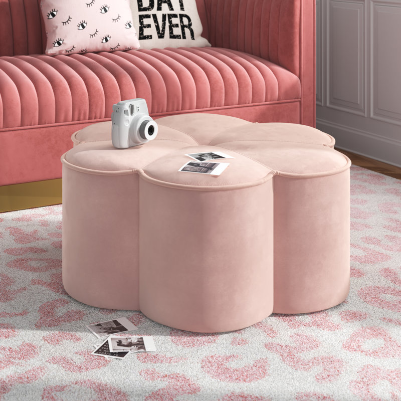 Meghan Velvet Pouf, Pink Velvet