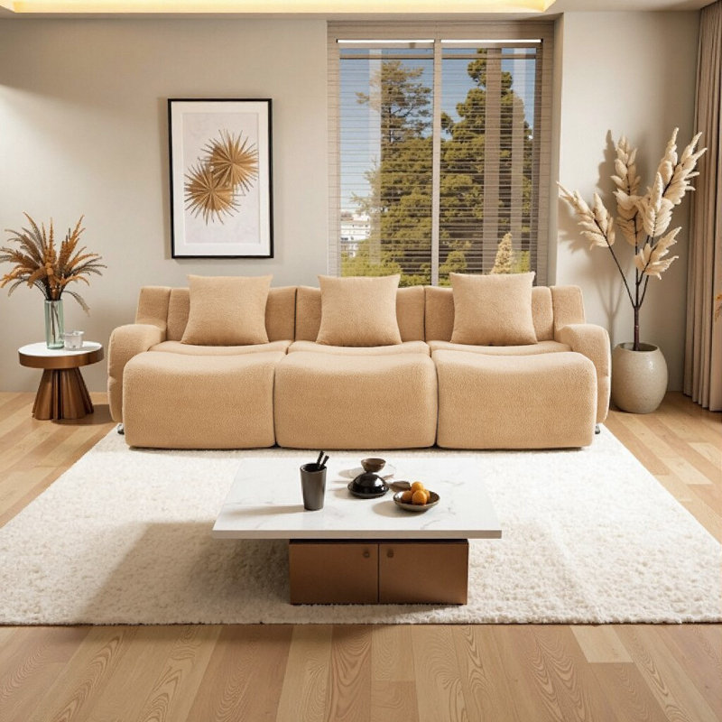 Confort sans effort semblable au nuage: canapé modulaire en tissu à 3 places en peluche - assemblage zéro, support incurvé et conception antidérapante