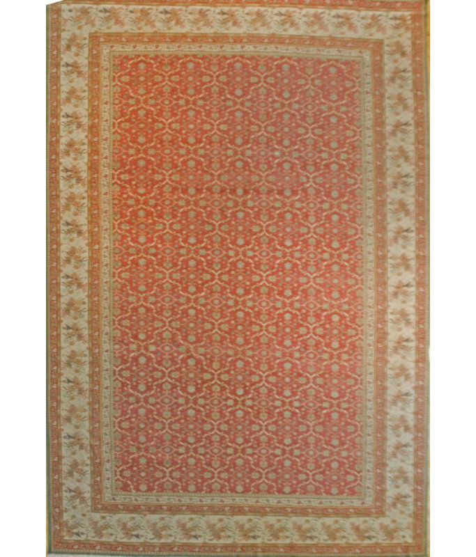 Tapis unique en laine noué à la main orange de 12 pi 7 po x 17 pi 11 po Sultanabad