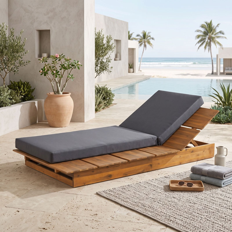 Méridiennes de patio en bois avec coussin