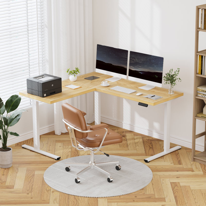 Bureau pour travailler debout en L 63 po, H 45,9 po x l 63 po x P 47,2 po, Érable / Blanc