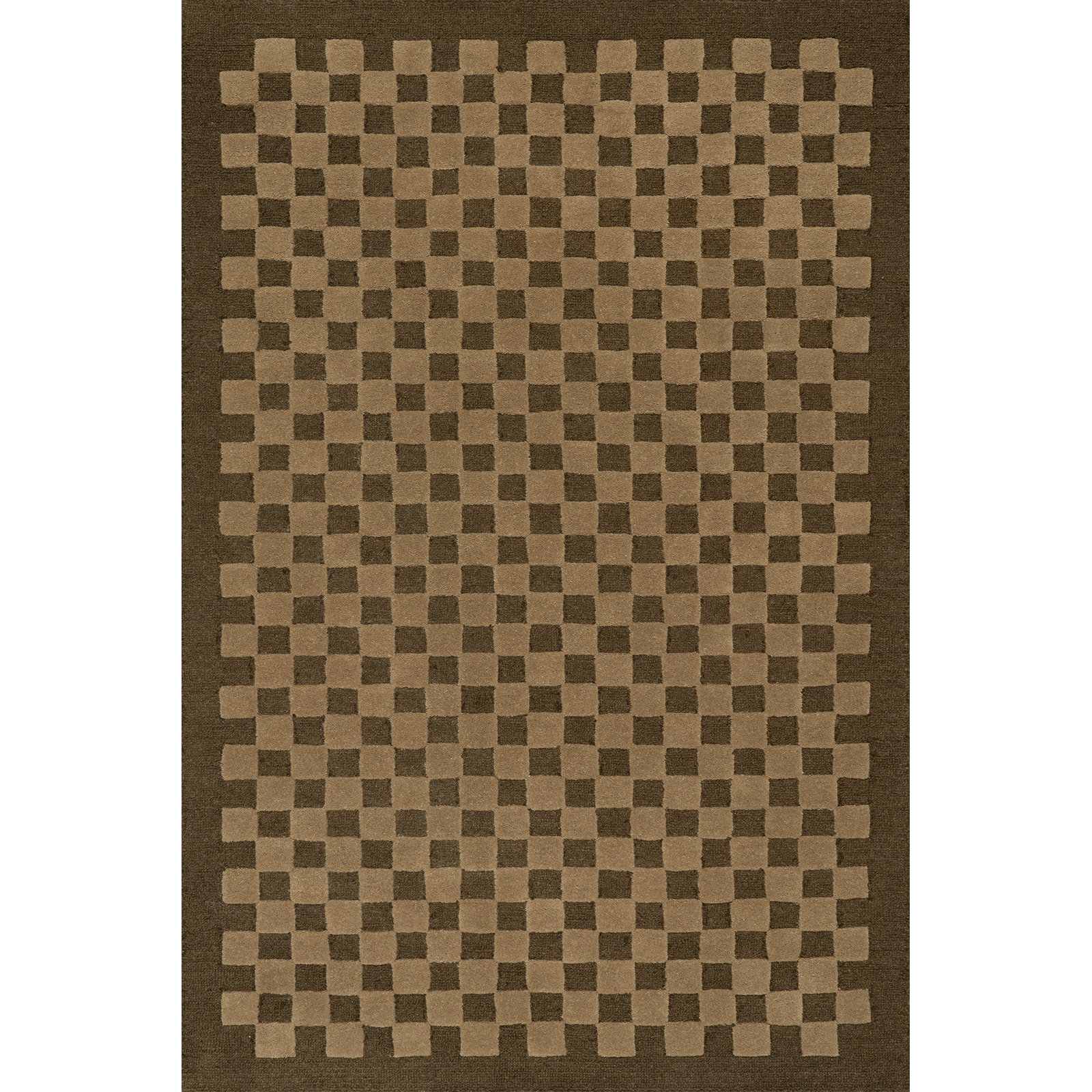 Linthea Modern Checkered Handmade Wool Rug, Rectangle 5' x 8'