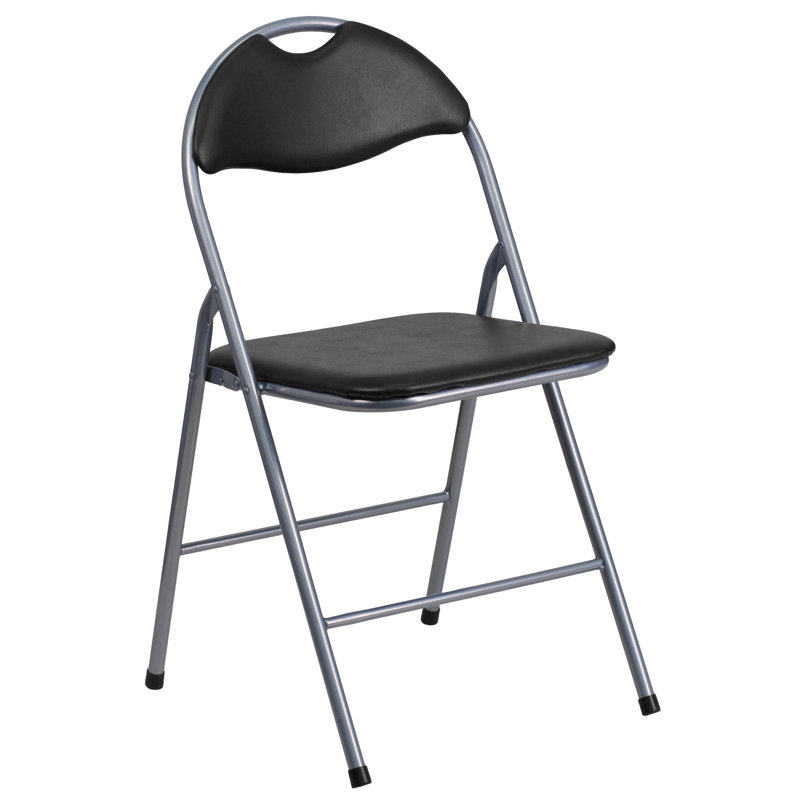 Chaise pliante en vinyle Oliverson d'une capacité de 300 lb avec poignée de transport