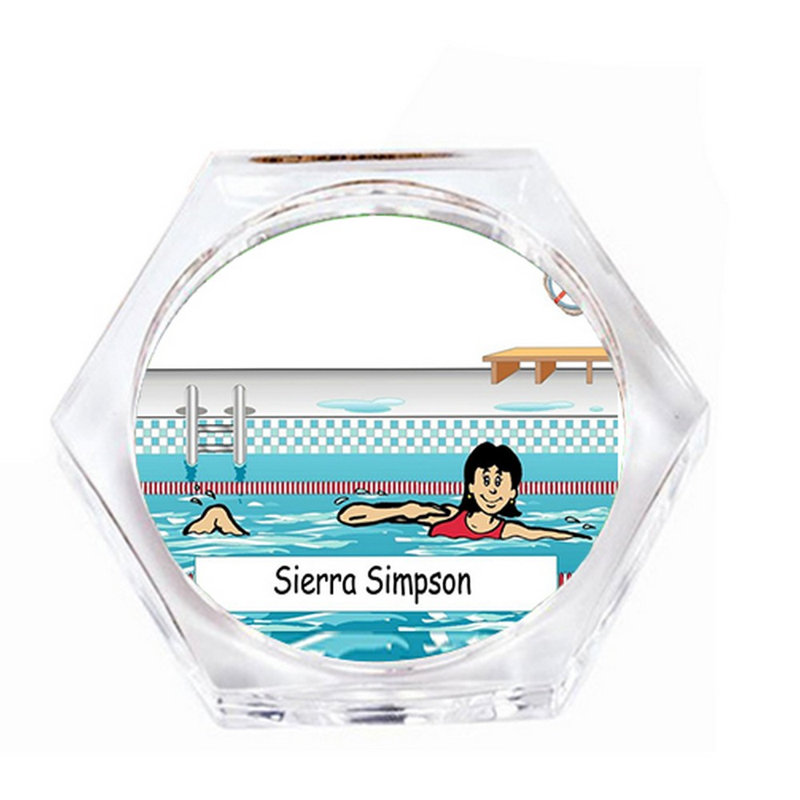 Ensemble-cadeau personnalisé sous-verre nageur féminin (4 sous-verres), Oui