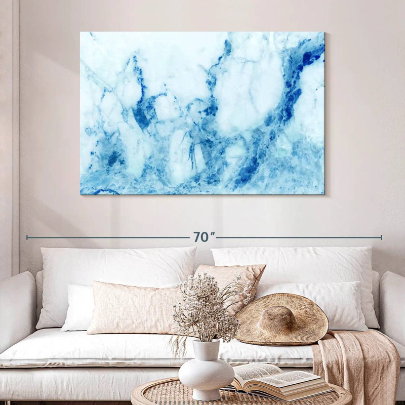 Marbre Alvord bleu abstrait, H 32 po x l 48 po