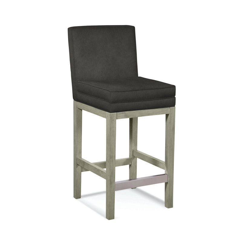 Upholstered Stool, White Textured Performance; 0865-91, Greystone Finish