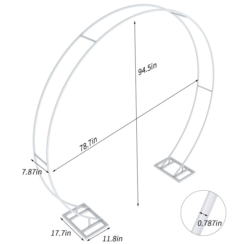 Arche de mariage ronde robuste, H 94,5 po x l 78,7 po x P 17,7 po
