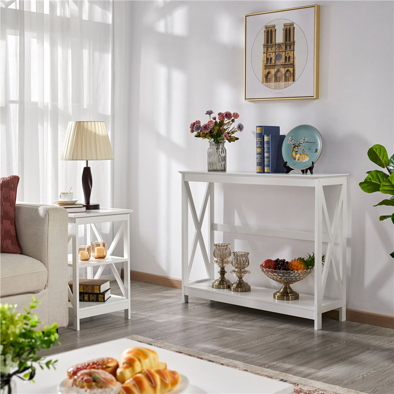 101.5cm W Solid Wood Console Table, White