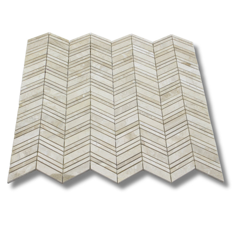 Random Sized Natural Stone Herringbone / Chevron Mosaic Wall & Floor Tile, Diana Royal Chevron