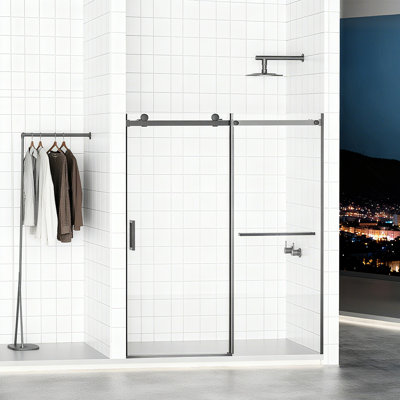 Douche coulissante double sans cadre de 56 à 60 po x H 72 po avec verre trempé de 5/16 po (8 mm)