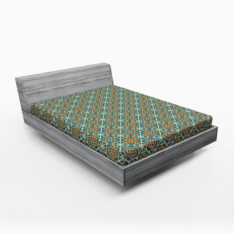 Microfiber Geometric Fitted Sheet, Queen Fitted Sheet