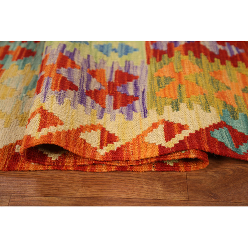 Tapis géométrique réversible en laine 10 x 13