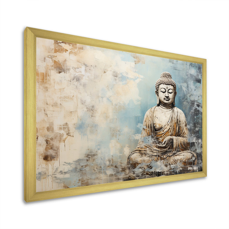 Statue simple bouddhisme - Art mural bouddhisme, H 16 po x l 32 po x P 1 po, Cadre doré