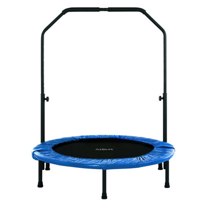 Plexalife Mini Trampoline for Adults - Rebounder Exercise Fitness Indoor/Outdoor Trampoline - Small Foldable Trampoline for Kids with Adjustable Bar and Safety Padding