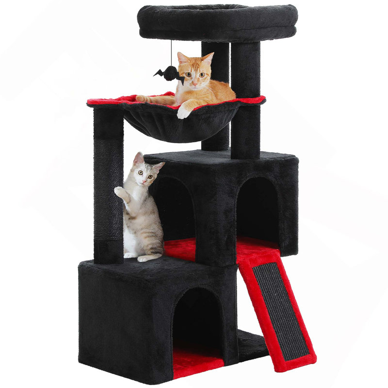 Mini arbre à chat avec hamac 41 pouces pour petits et moyens chats âgés, Noir