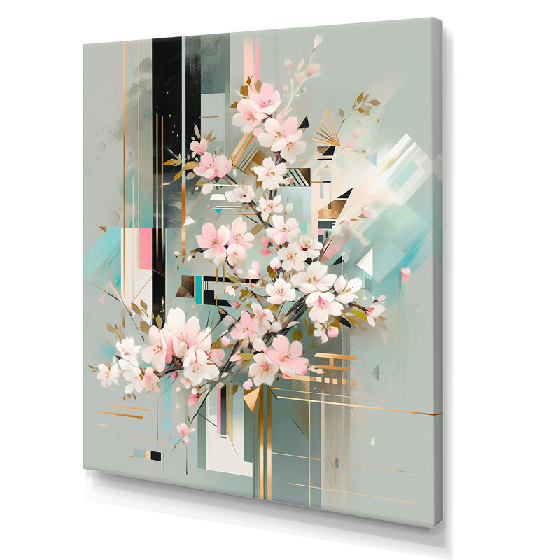 Modern Pink Cherry Blossom Bold Stripes IV - Cherry Blossom Canvas Art Print, Toile tendue, H 44 po x l 34 po x P 1,5 po