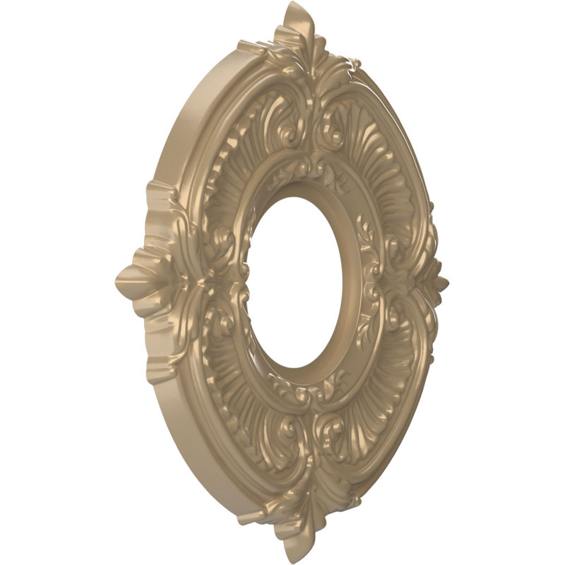 Attica Thermoformed PVC Ceiling Medallion, 10" H x 10" W x 0.75" D, Universal Metallic Champagne Mist