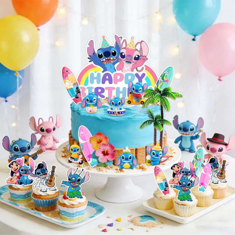 20 Pcs Stitch Cake Decoration, Stitch  Birthday Cake Topper Set