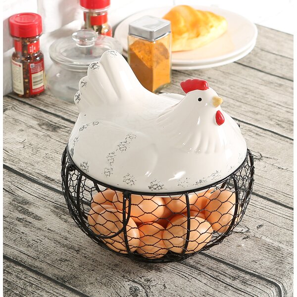 Lot - Wicker woven chicken egg basket