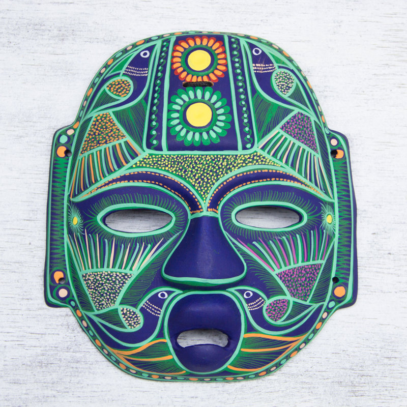Décoration murale masque en céramique Jade Olmec