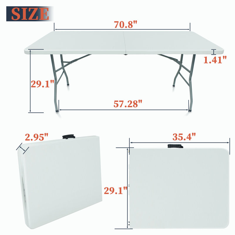 6ft 72 inch Granite White Outdoor Banquet Rectangular Plastic Event Folding Table With Handle