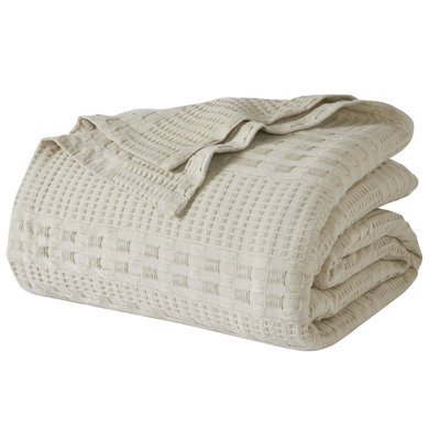 Couverture 100% coton naturel gaufré naturel
